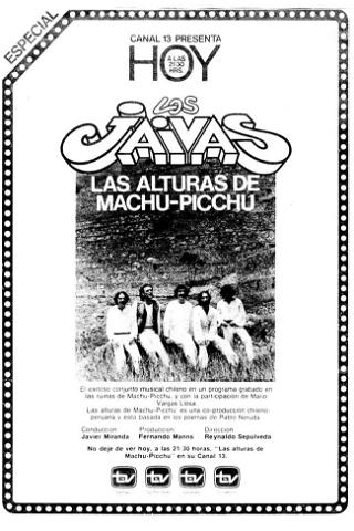 Las alturas de Macchu Picchu poster